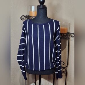 NWT Philosophy Navy and White Striped Viscose Sweater Size S